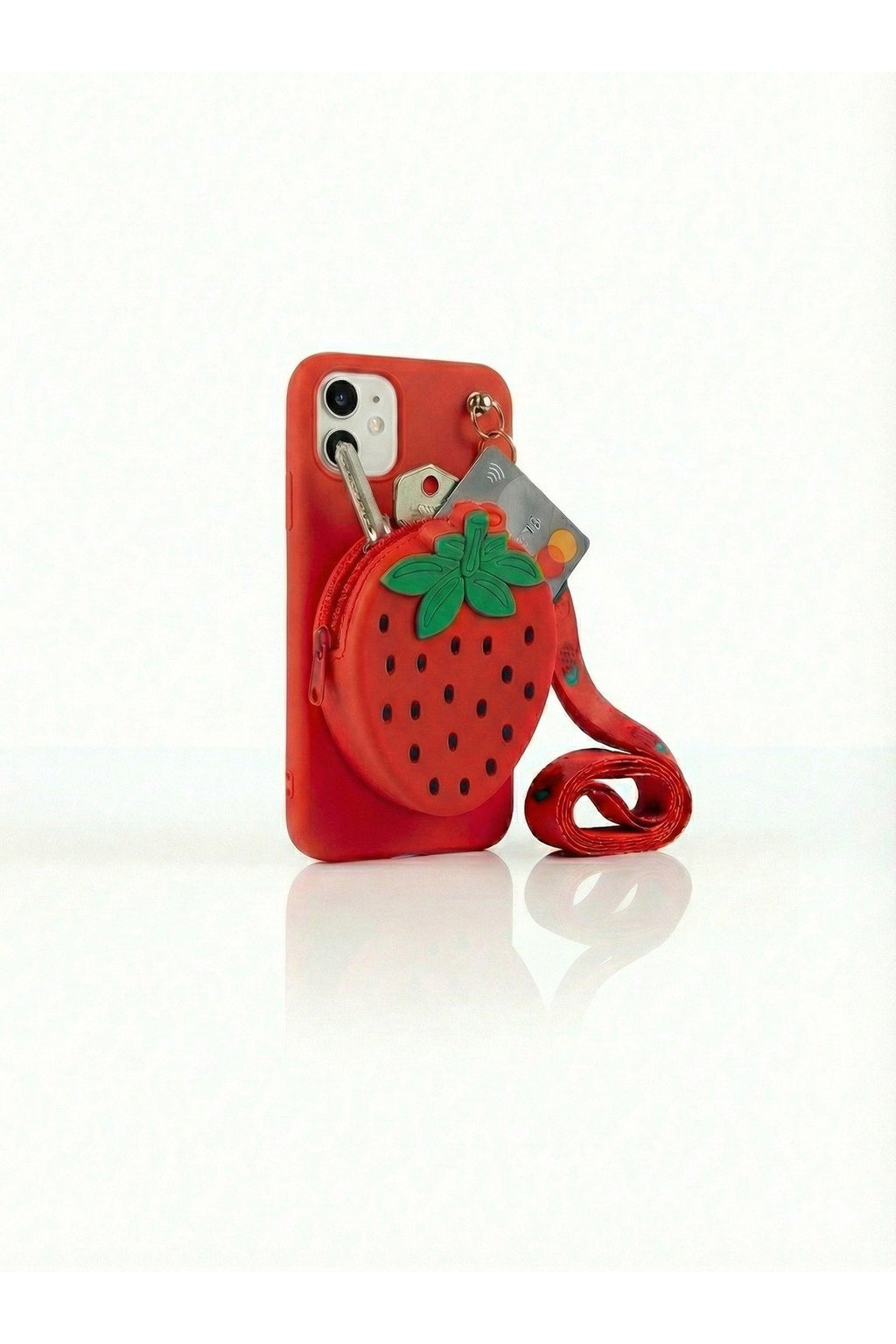 İphone 12 ve 12 Pro Uyumlu Çantalı ve Boyun El Askı Aparatlı 3 Boyutlu Desenli Telefon Kılıfı