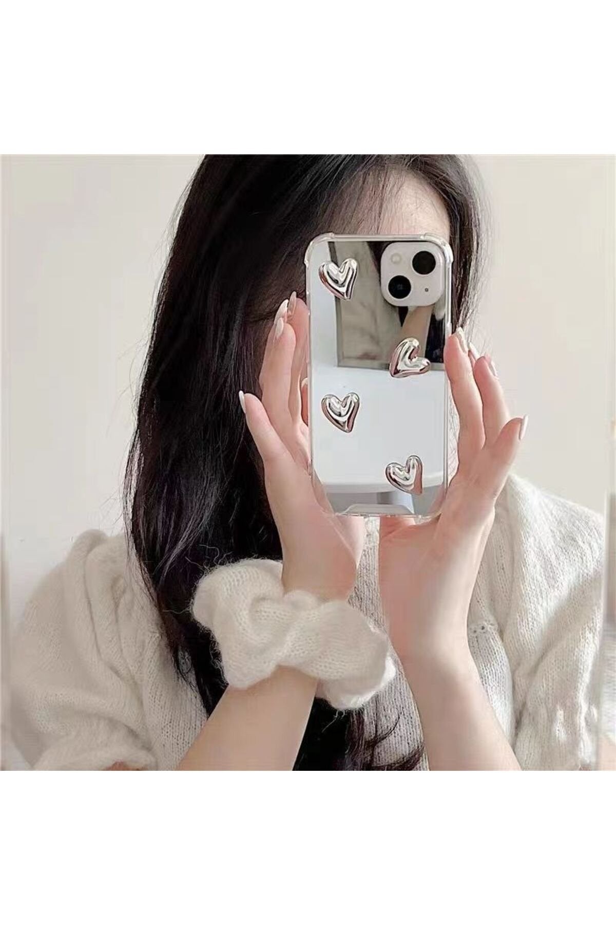 iPhone 13 ve 14 Uyumlu Gerçek Makyaj Aynalı 3D Desenli Premium Lüx Telefon Kılıfı