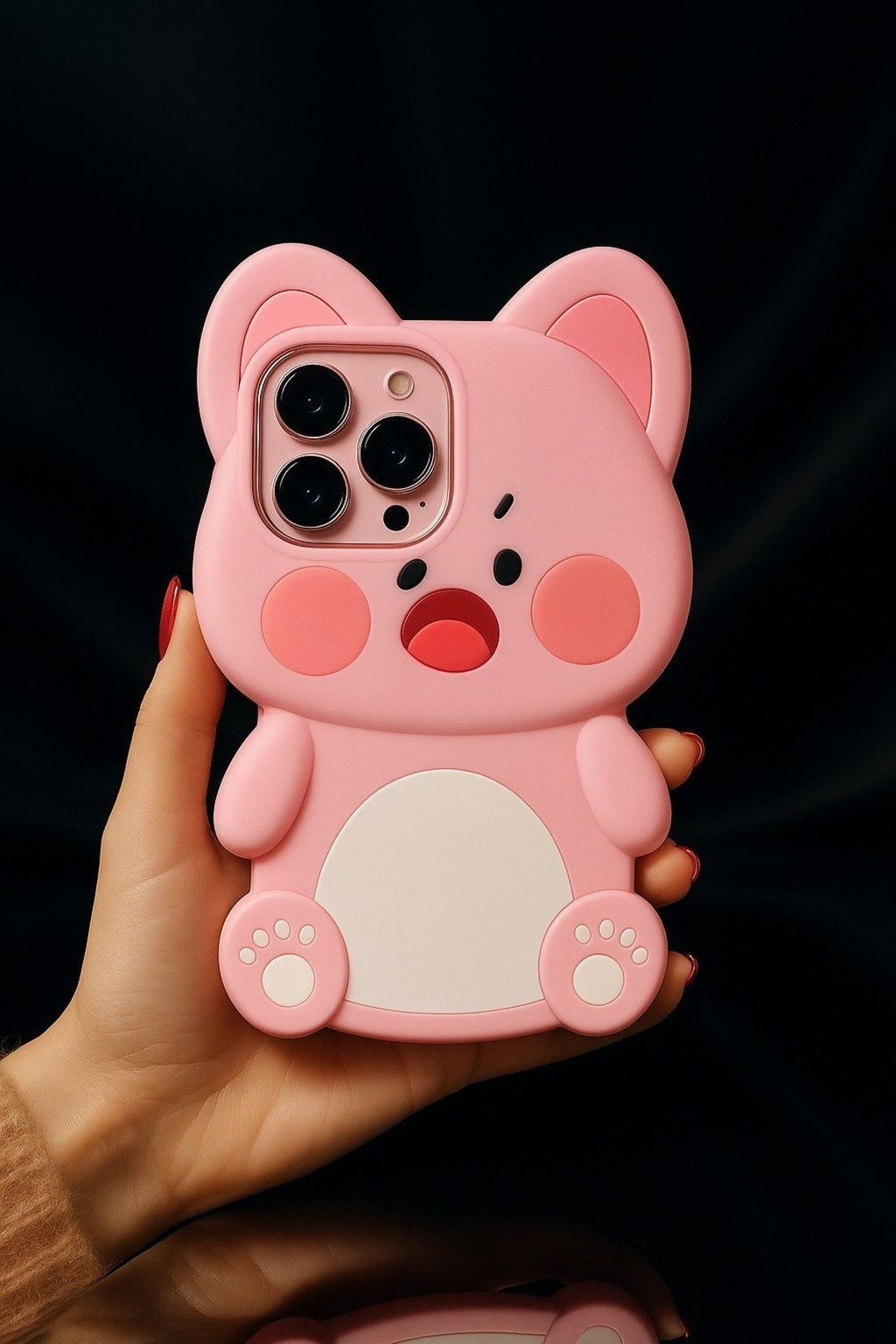 İphone 14 Pro Max Uyumlu 3D Sevimli Hayvan Karakterli Darbe Emici Premium Sararmaz Telefon Kılıfı