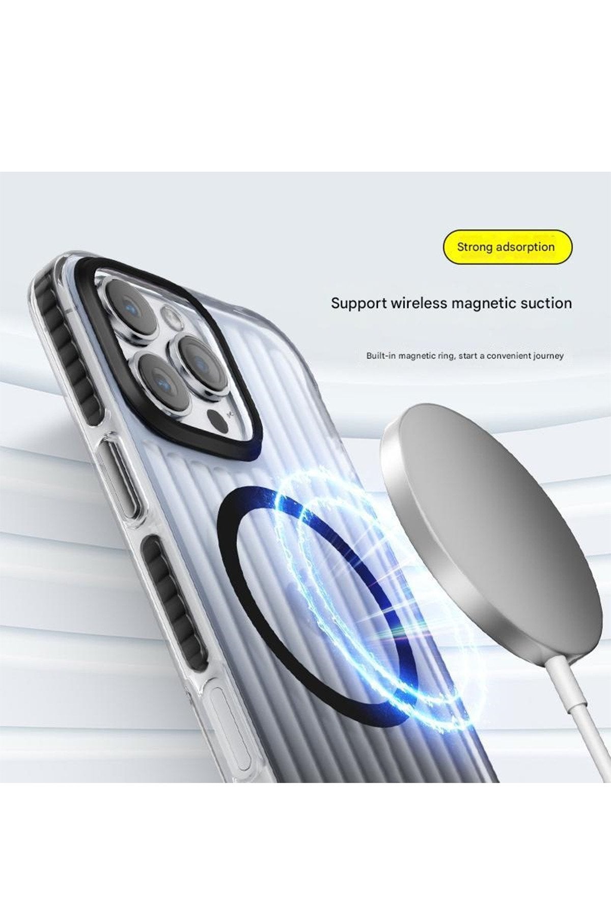 iPhone 16 Pro Max Uyumlu Magsafe Destekli Dalgalı Tasarım Darbe Emici Ultra Premium Telefon Kılıfı