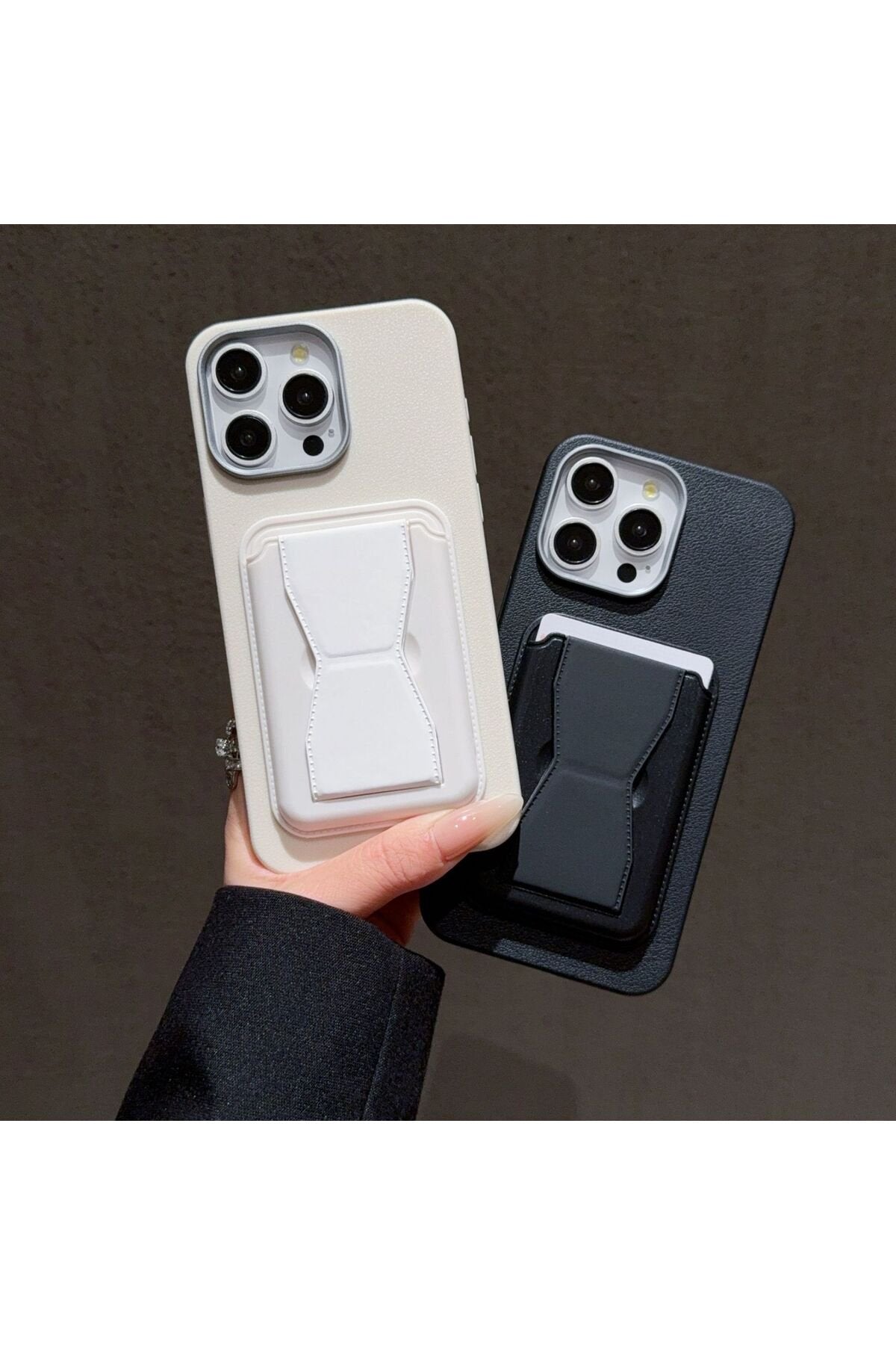 iPhone 14 Plus ve 15 Plus Uyumlu Kartlık Cüzdan ve Stand Destekli Darbe Koruyucu Telefon Kılıfı