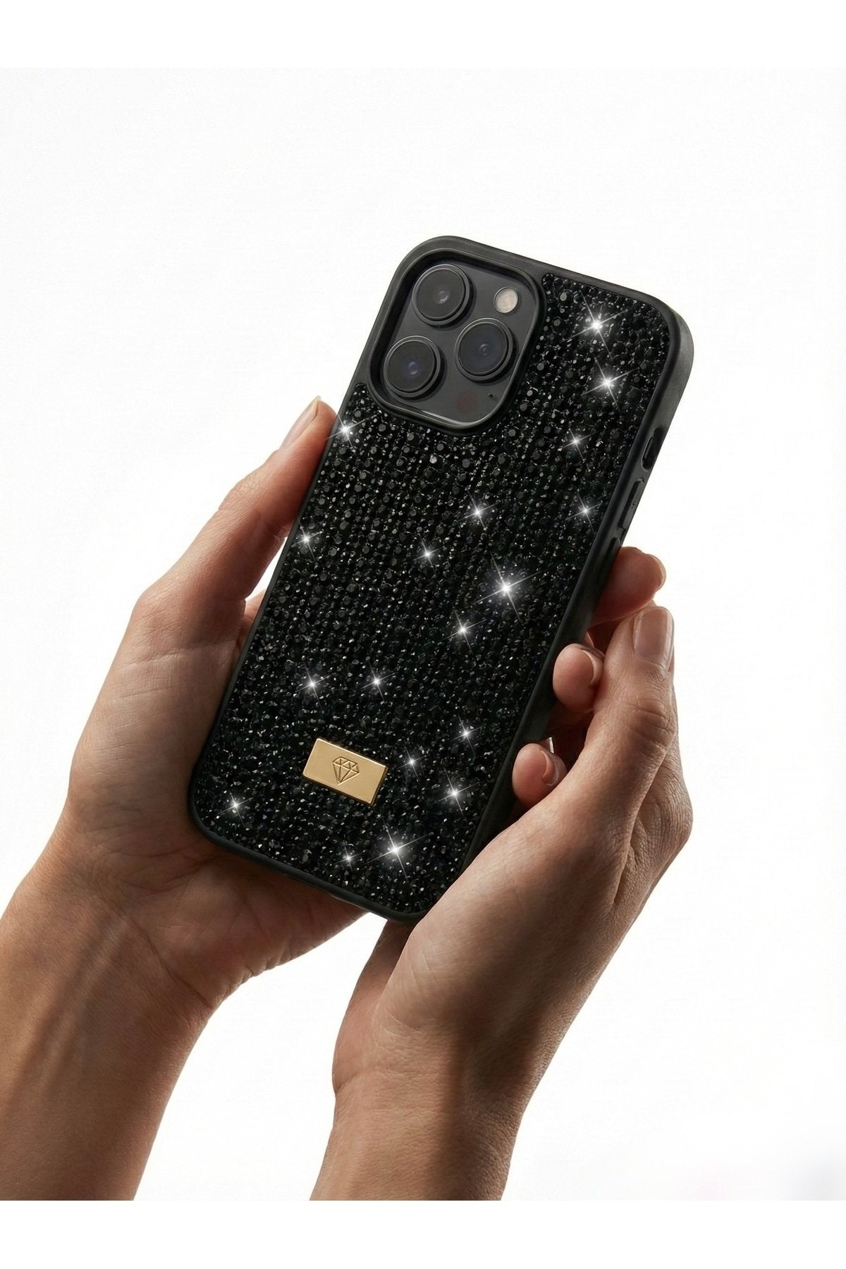 İphone 16 Pro Max Uyumlu Taş İşlemeli Taşlı Darbe Koruyucu Premium Lüx Telefon Kılıfı