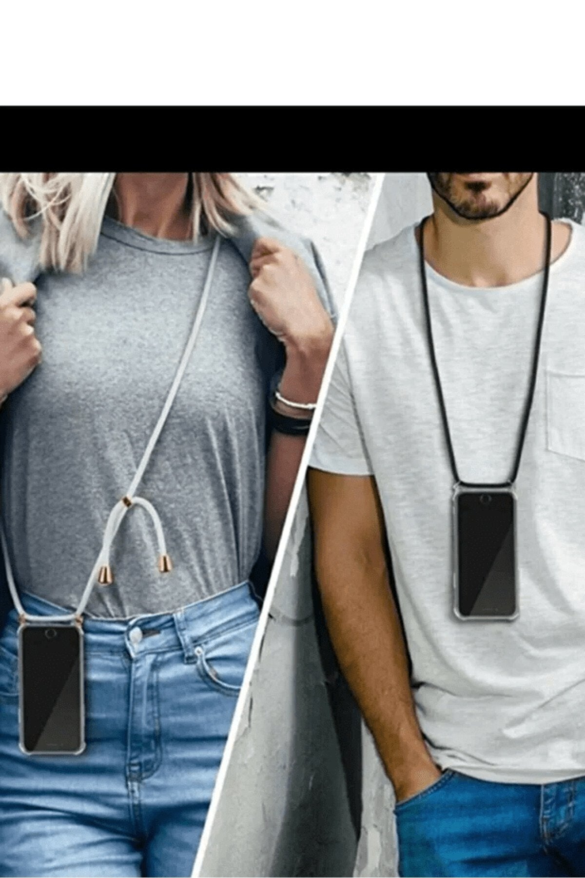 Iphone 12 ve 12 pro Uyumlu Boyun Askısı Hediyeli Şeffaf Darbe Emici Silikon Telefon Kılıfı