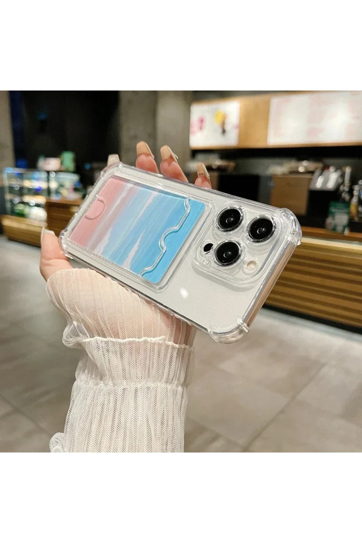 iPhone 13 Pro Max Uyumlu Kartlıklı Premium Darbe Emici Sararmaz Telefon Kılıfı