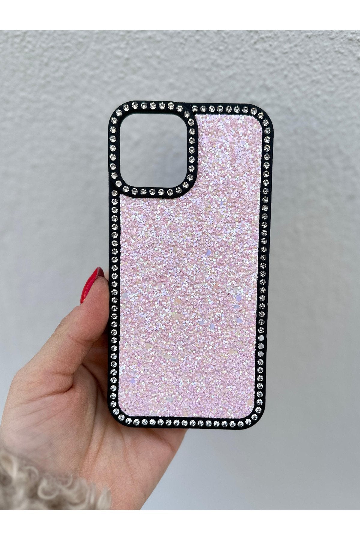 iPhone 12 Ve 12 Pro Uyumlu Taşlı Kenarlı Renkli Taşlı İç Yapılı Darbe Emici Ultra Premium Kılıf