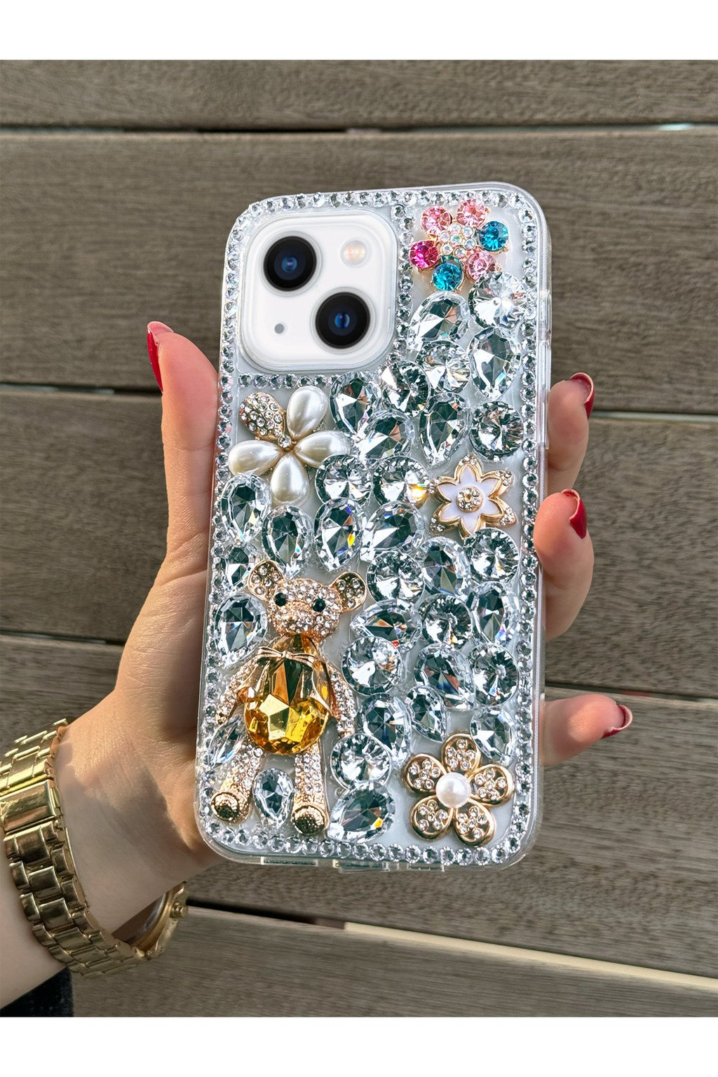 iPhone 15-14-13 Kılıf (3 MODEL İLE UYUMLUDUR) Ultra Lüx Renkli Damla Taşlı Özel Tasarım Kılıf