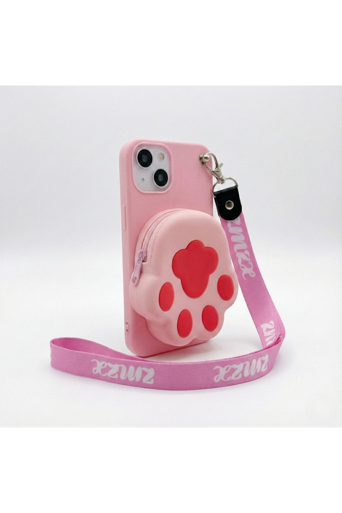 İphone 14 Plus ve 15 Plus Uyumlu Çantalı ve Boyun El Askı Aparatlı 3 Boyutlu Desenli Telefon Kılıfı