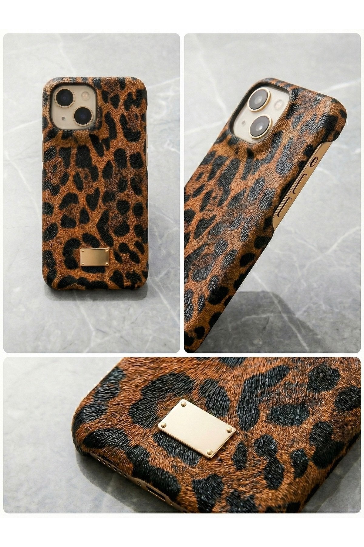 İphone 13 ve 14 Uyumlu Leopar Desenli Premium Lüx Kalite Telefon Kılıfı