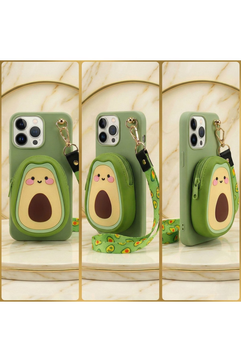 İphone 13 Pro Uyumlu Çantalı ve Boyun El Askı Aparatlı 3 Boyutlu Desenli Telefon Kılıfı