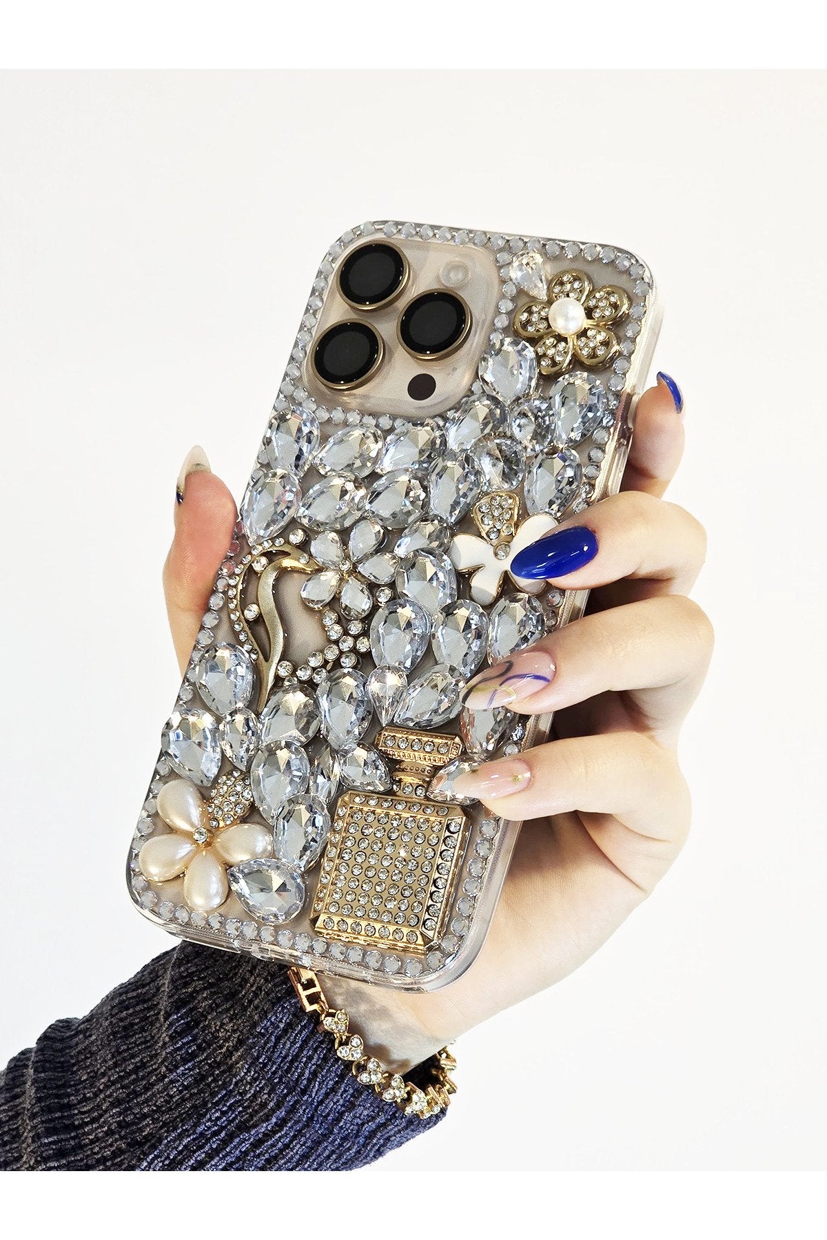 İphone 16 Pro Max Uyumlu Ultra Lüx Renkli Damla Taşlı Koruyucu Yapılı Özel Tasarım Telefon Kılıfı