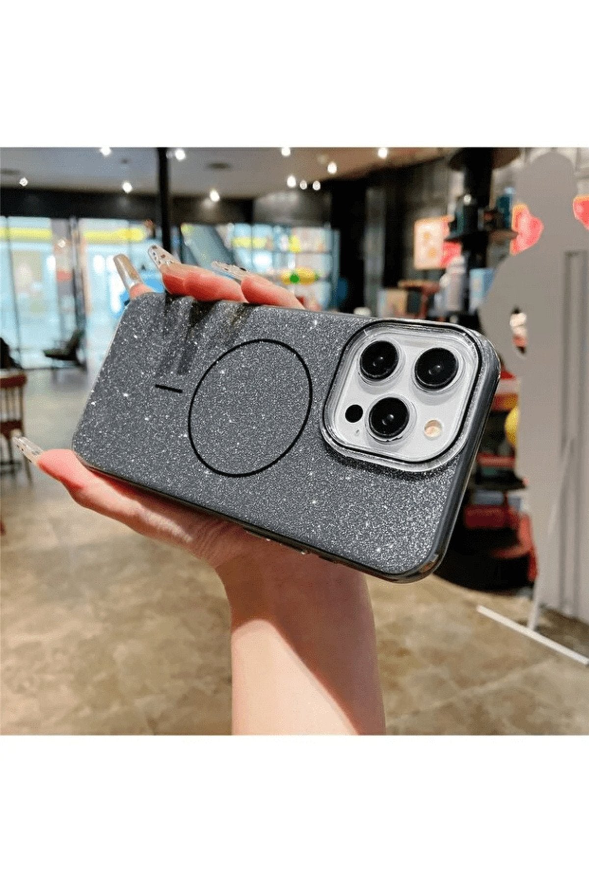 iPhone 13 / 14 ve 15 Magsafe Destekli Simli Premium Tasarım Telefon Kılıfı