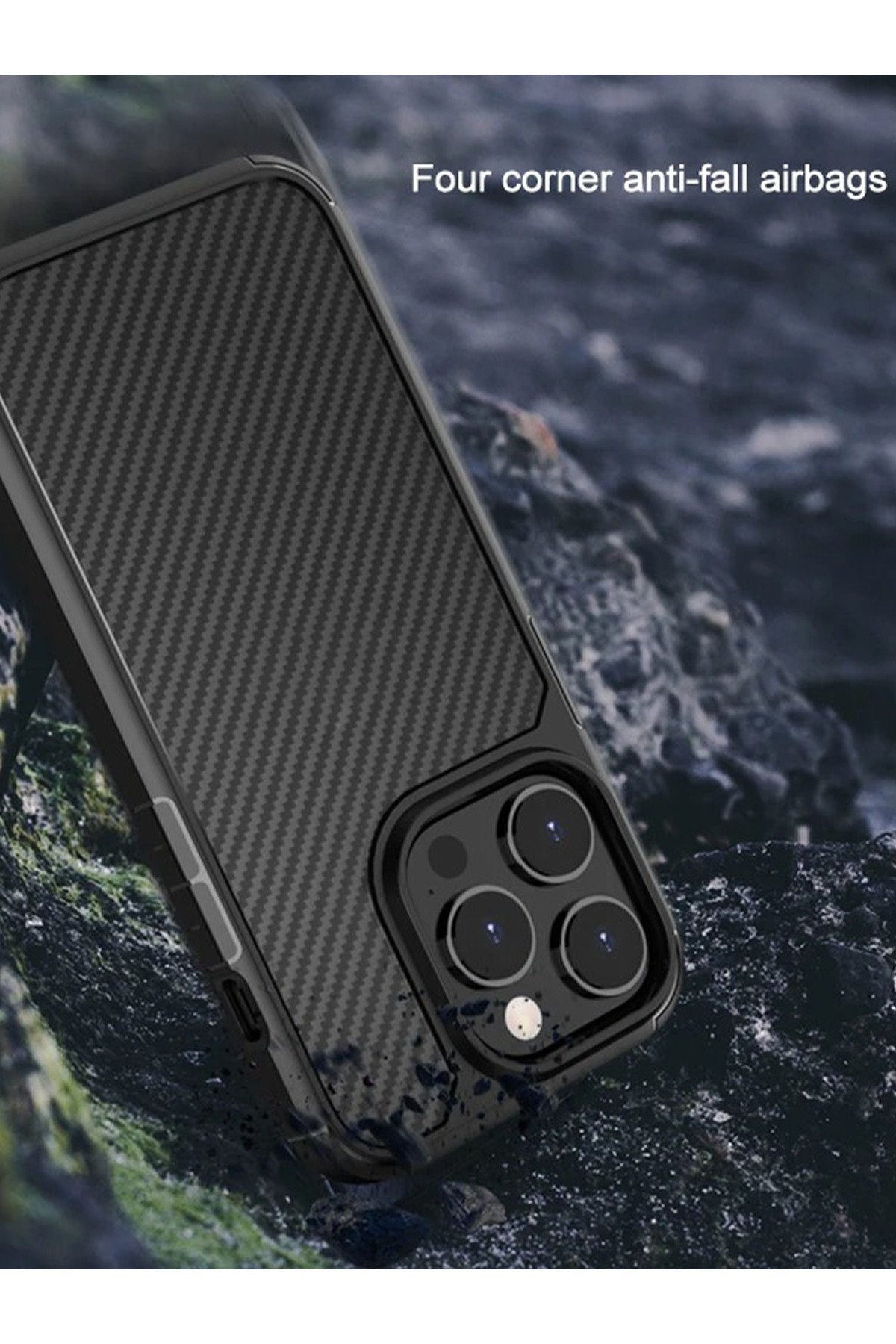 Iphone 13 Pro Max Kılıf Karbon Desenli Darbe Emici Koruyucu Lüx