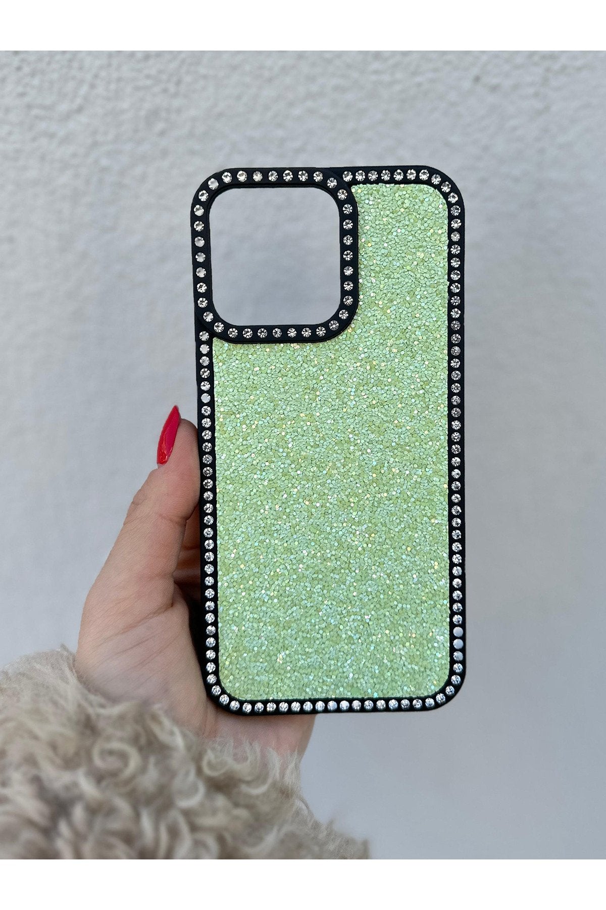 iPhone 12 Pro Max Uyumlu Taşlı Kenarlı Renkli Taşlı İç Yapılı Darbe Emici Ultra Premium Kılıf