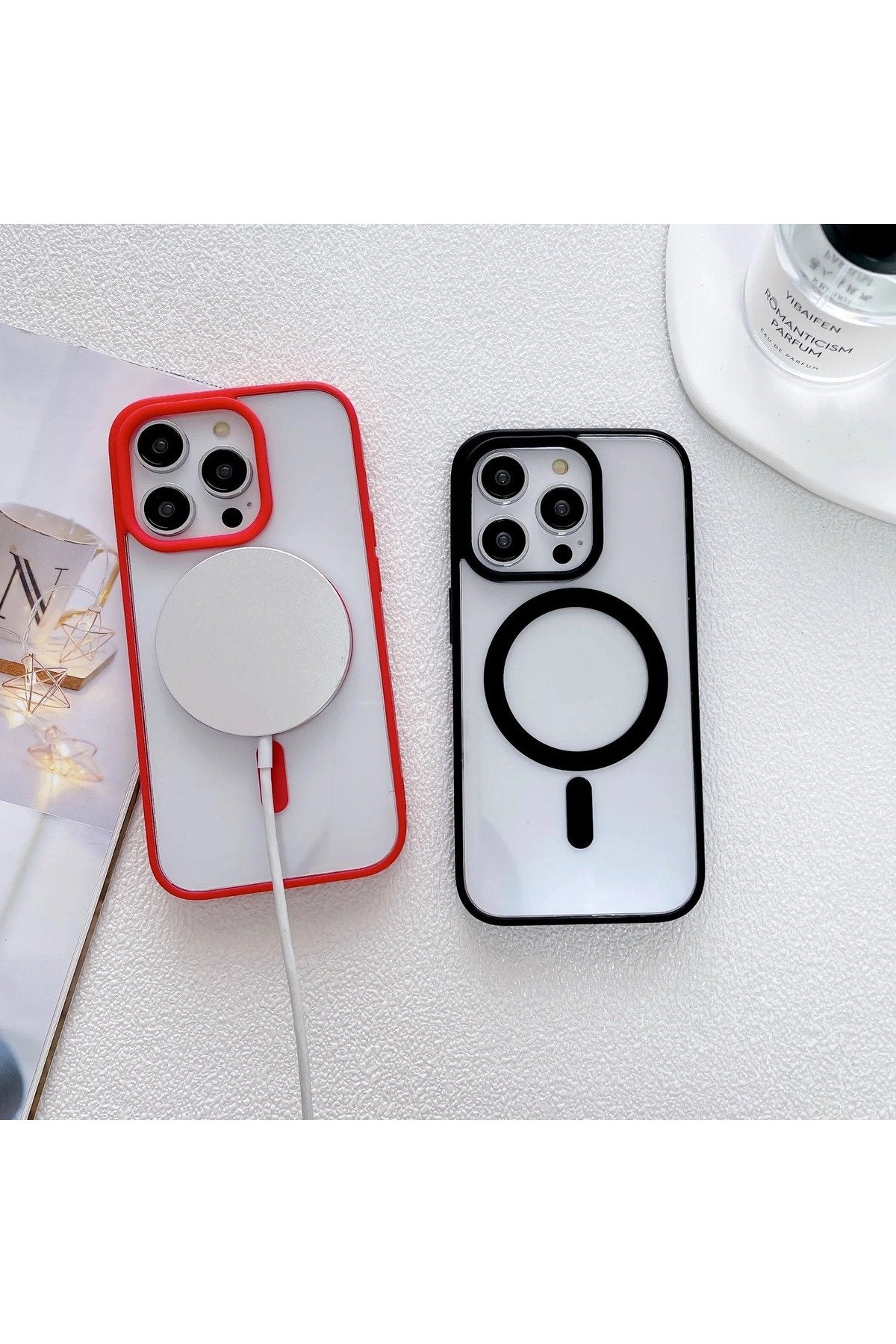 Iphone 14 Pro Kılıf Magsafe Özellikli Kamera Çıkıntılı Şeffaf Renkli Premium