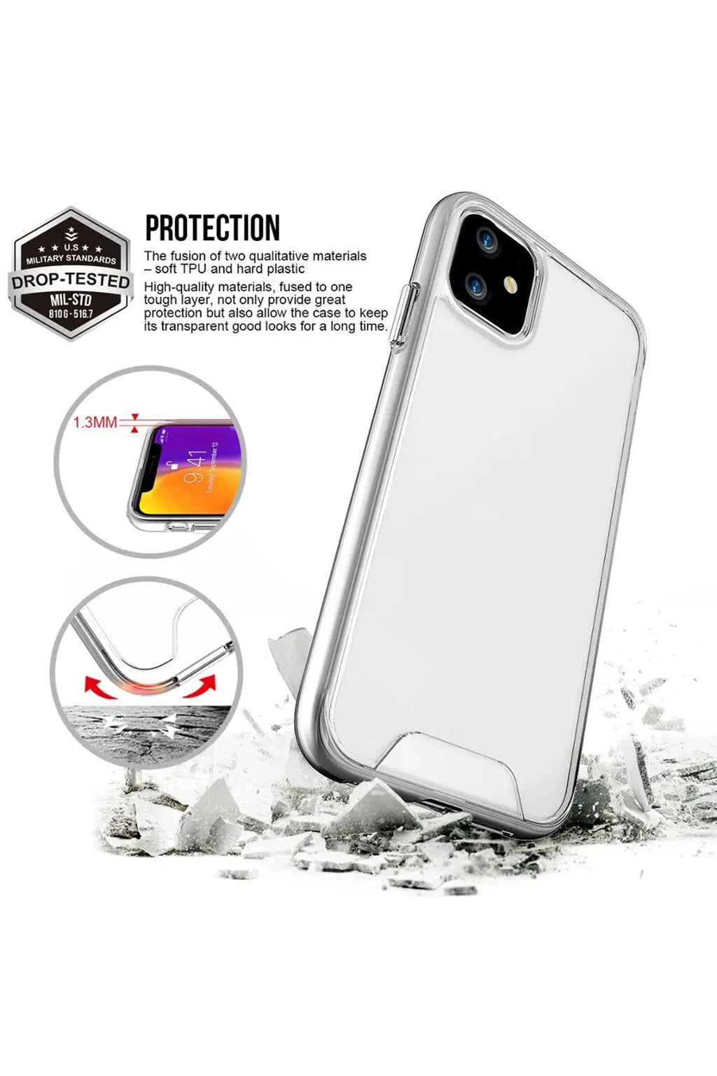 Iphone 11 Kılıf Şeffaf Darbe Emici Kamera Çerçeveli Lüx Premium Tuşlu