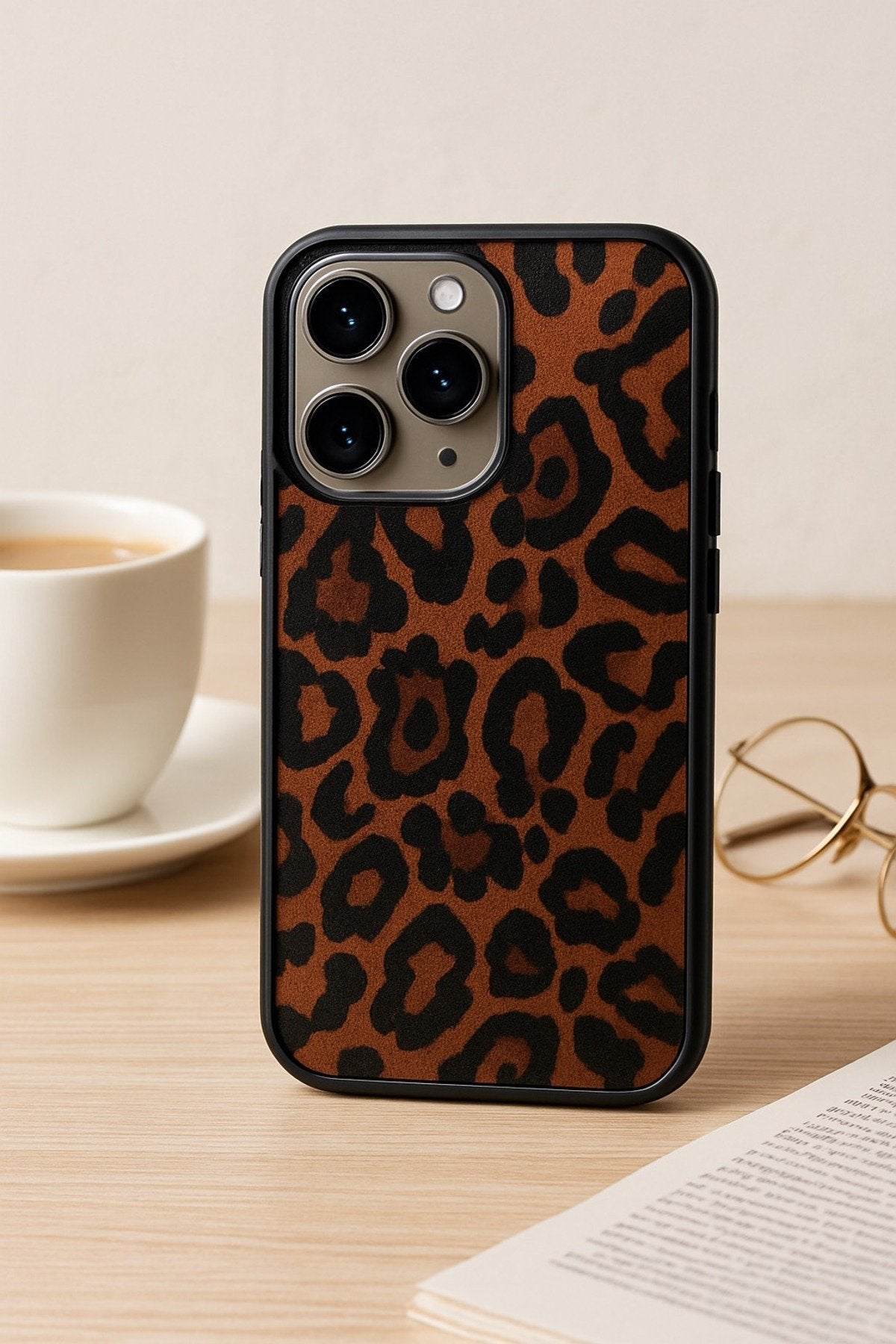 İphone 15 Pro Max Uyumlu Leopar Desenli Darbe Koruyucu Premium Lüx Tasarım Telefon Kılıfıı