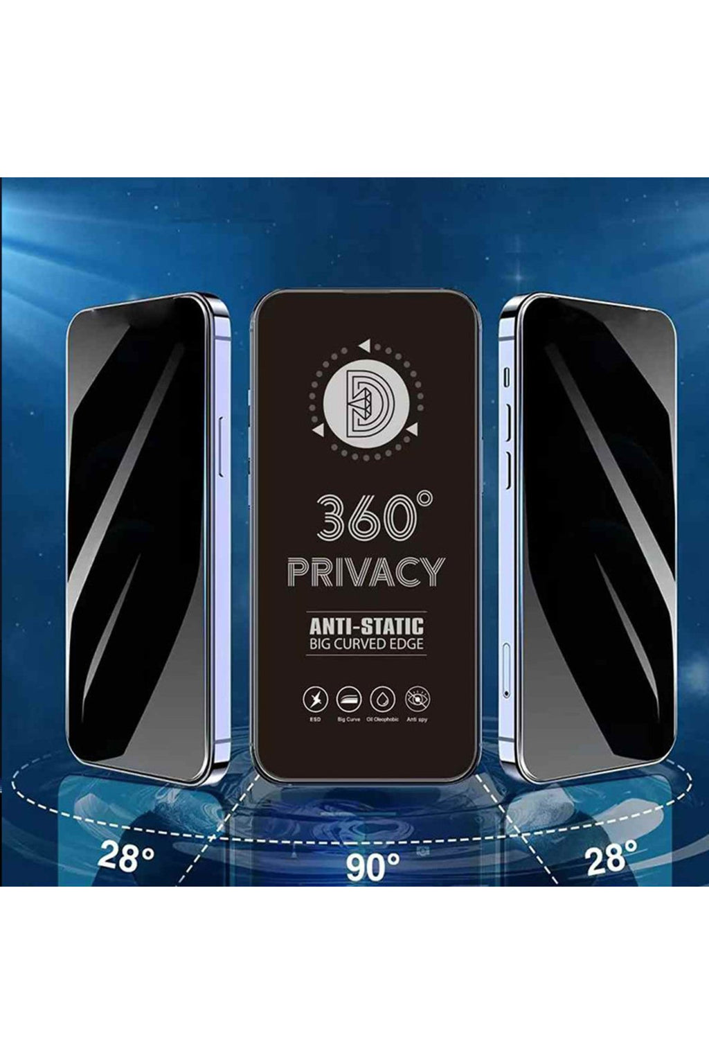 iPhone 16 Pro Max Uyumlu 360°(Sağ-Sol-Alt-Üst 4 Yönden Gözükmeyen) Tam Hayalet Ekran Koruyucu