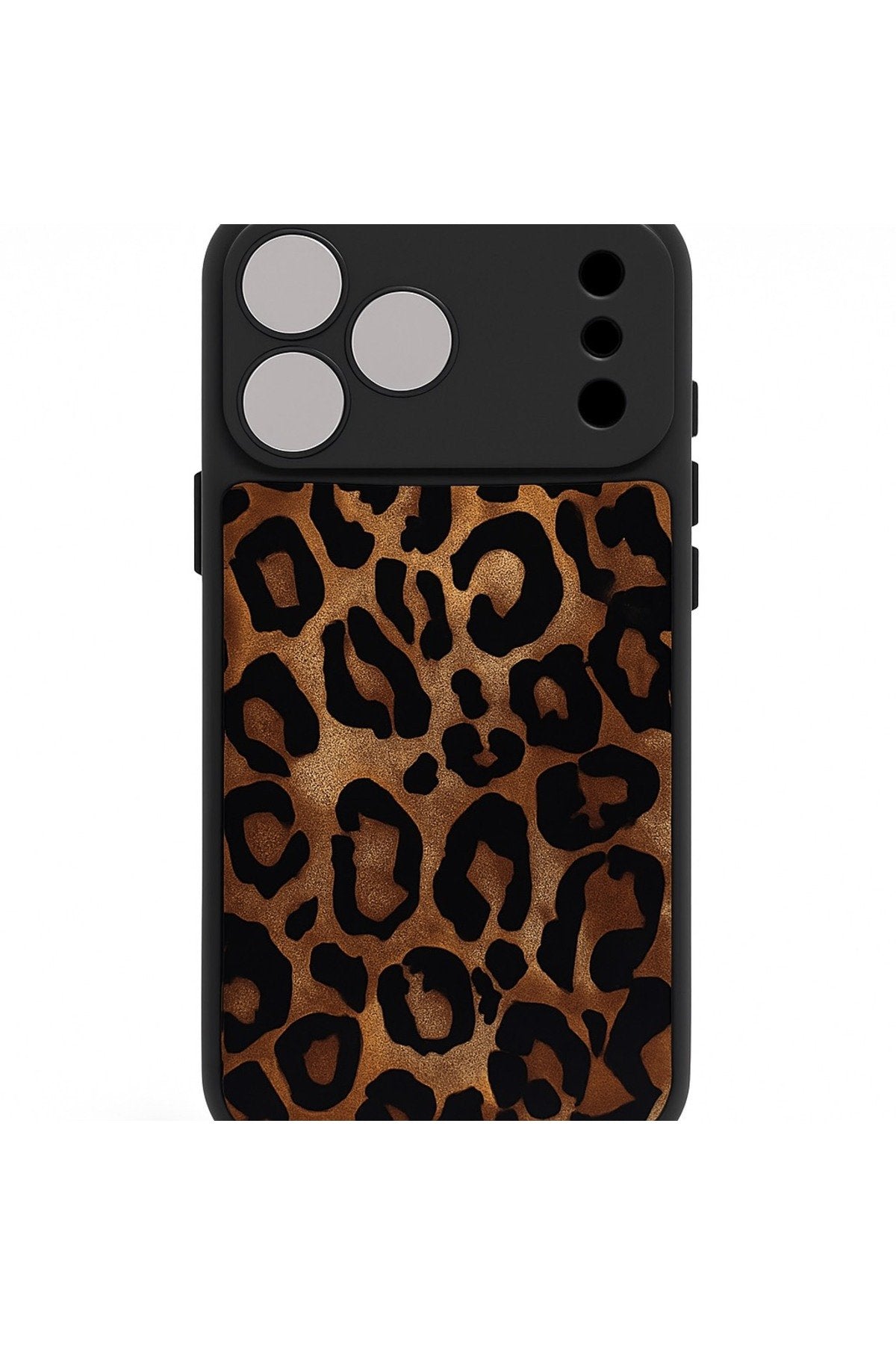İphone 17 Pro Uyumlu Leopar Desenli Kamera Koruma Çerçeveli Premium Lüx Darbe Emici Kılıf