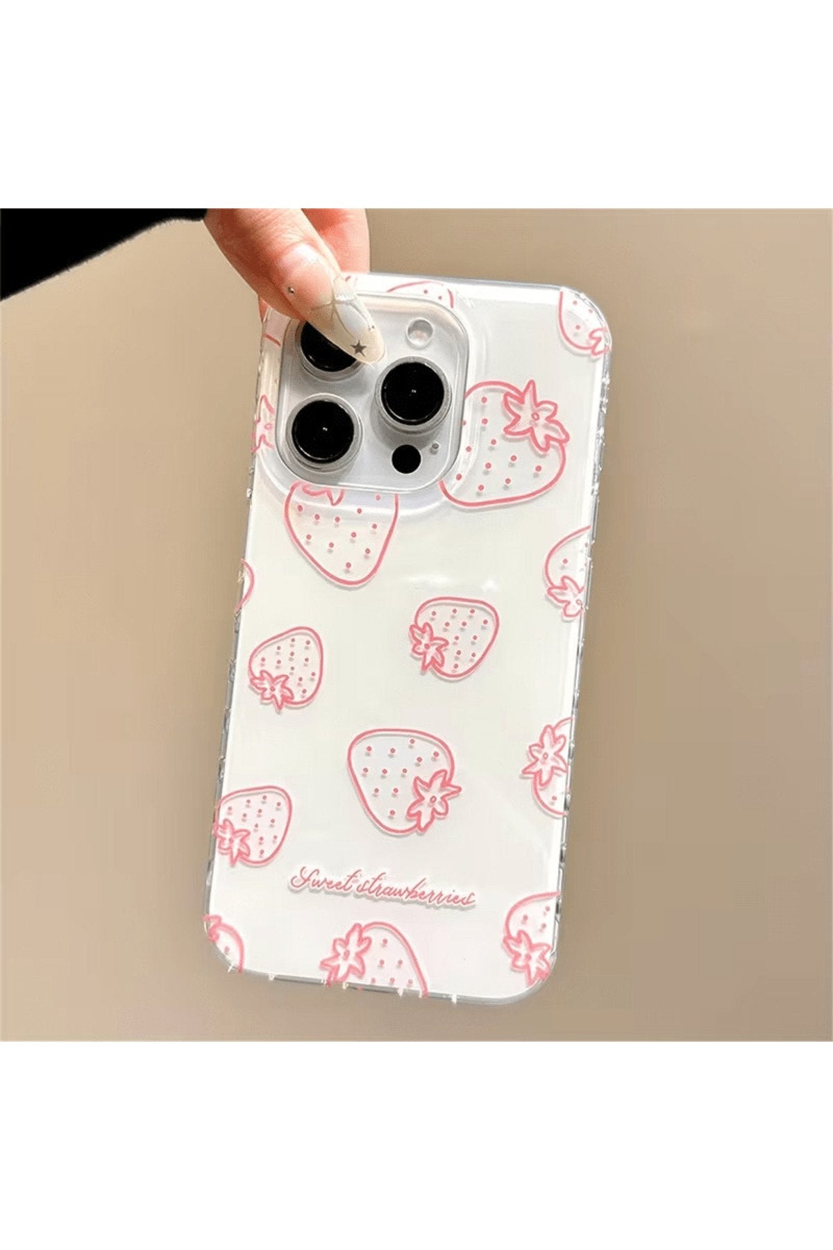 İphone 16 Plus Uyumlu Çilek Popsocket El Tutacağı Stress Çarklı 3 Boyutlu Süper Dizayn Kılıf
