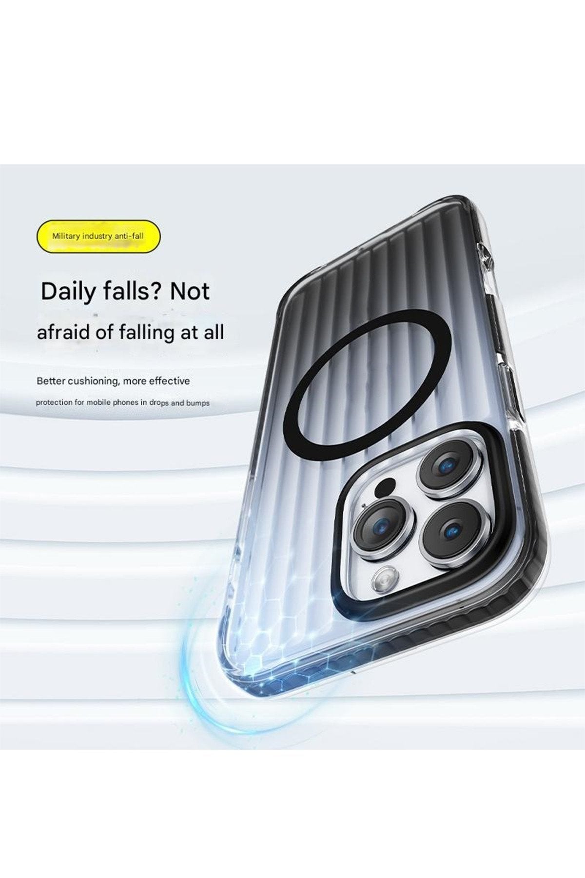 iPhone 16 Pro Max Uyumlu Magsafe Destekli Dalgalı Tasarım Darbe Emici Ultra Premium Telefon Kılıfı