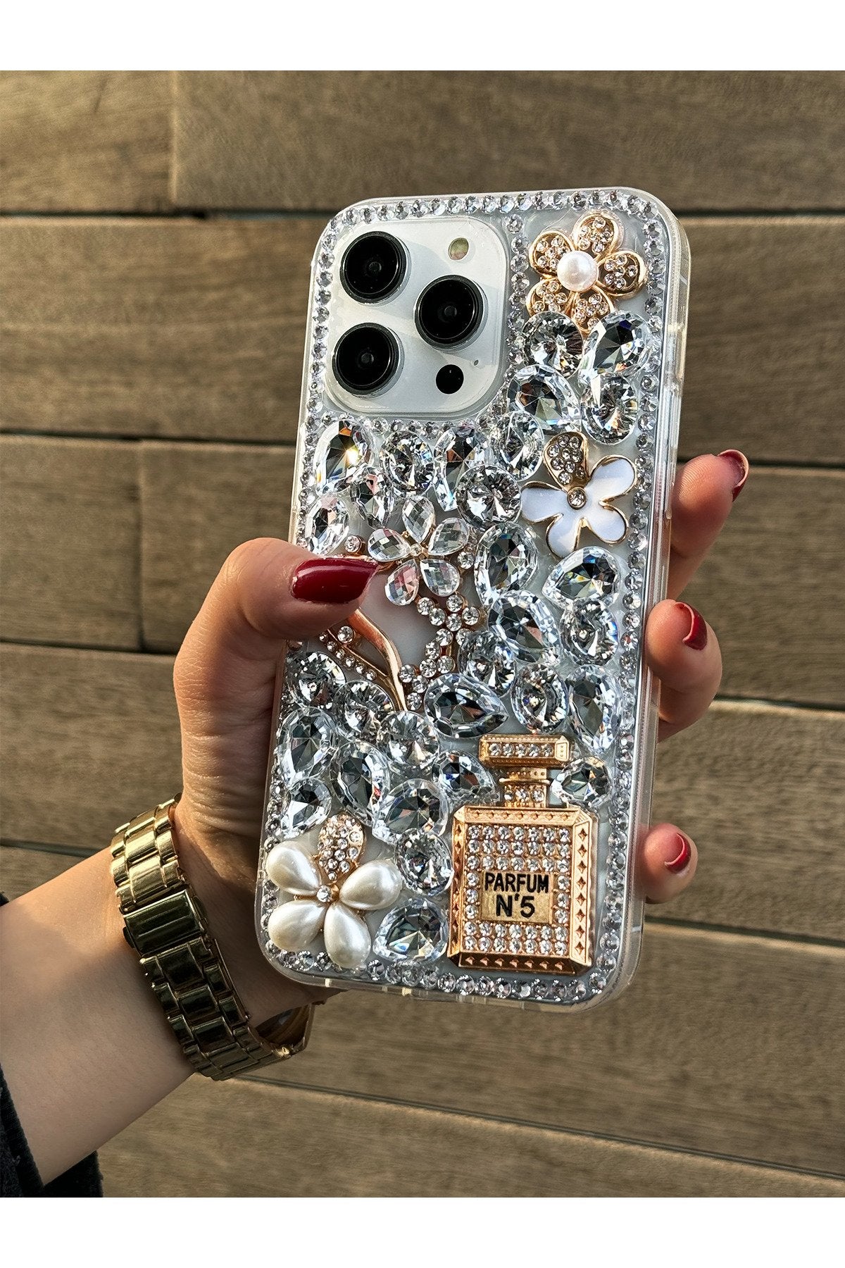 iPhone 14 Pro Max Kılıf (Sadece 14 Pro Max UYUMLUDUR) Ultra Lüx Damla Taşlı Özel Tasarım Kılıf