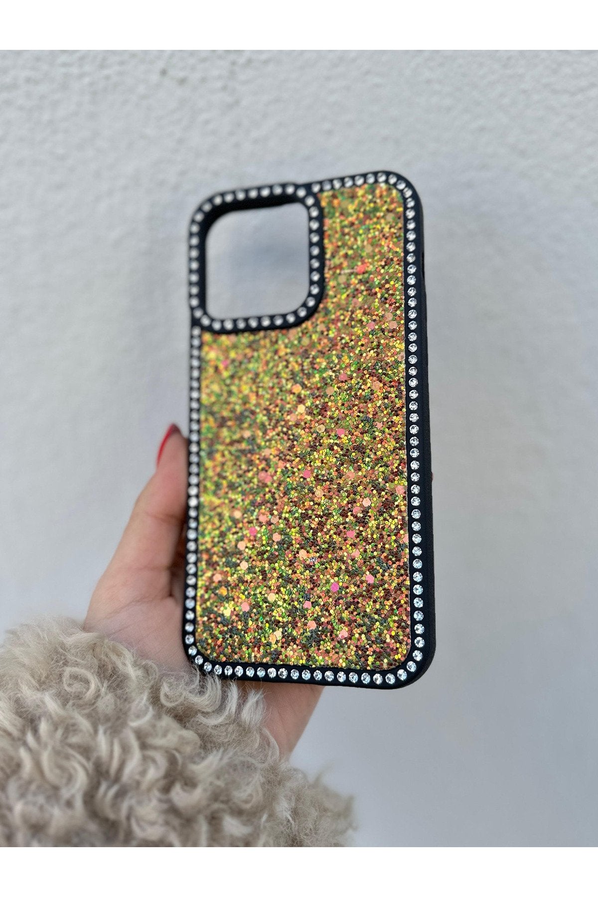 iPhone 12 Pro Max Uyumlu Taşlı Kenarlı Renkli Taşlı İç Yapılı Darbe Emici Ultra Premium Kılıf