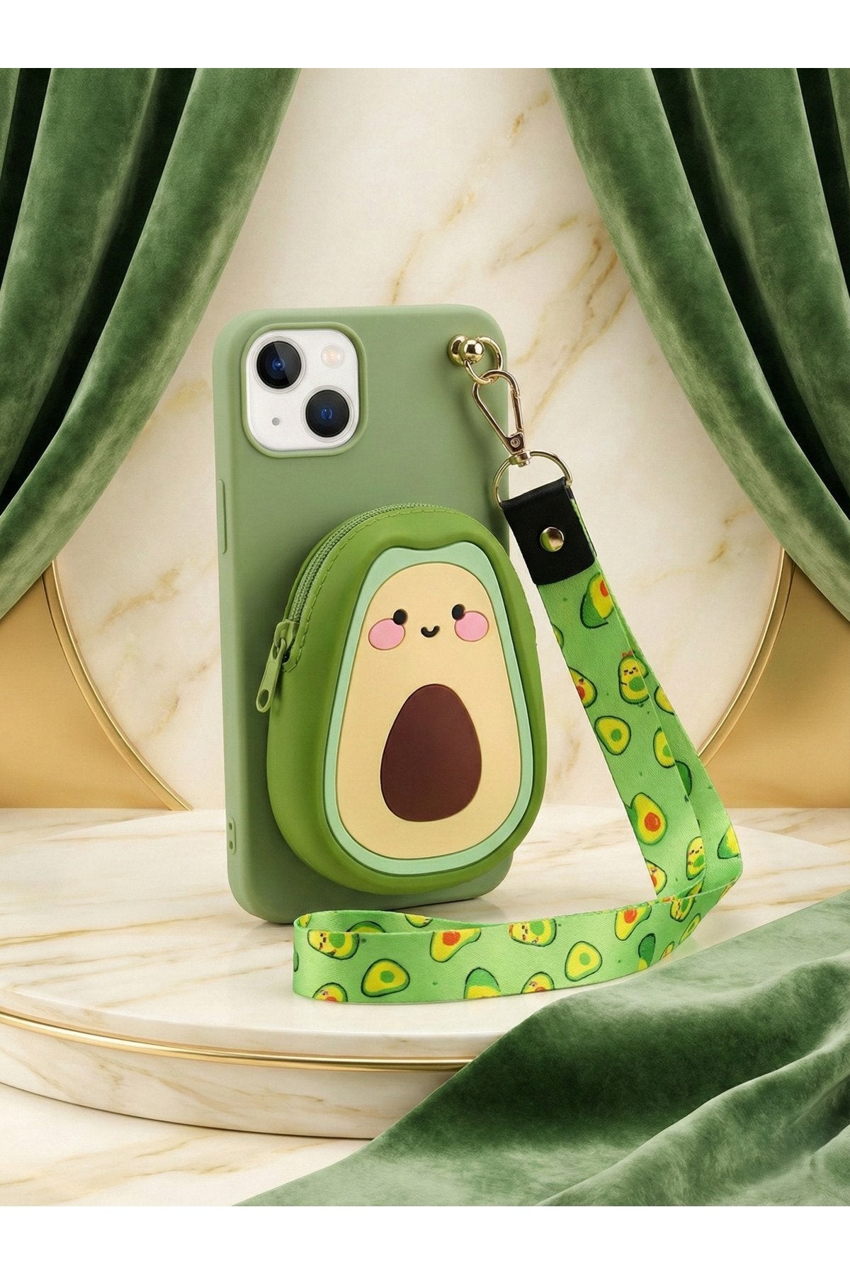 İphone 13 ve 14 Uyumlu Çantalı ve Boyun El Askı Aparatlı 3 Boyutlu Desenli Telefon Kılıfı