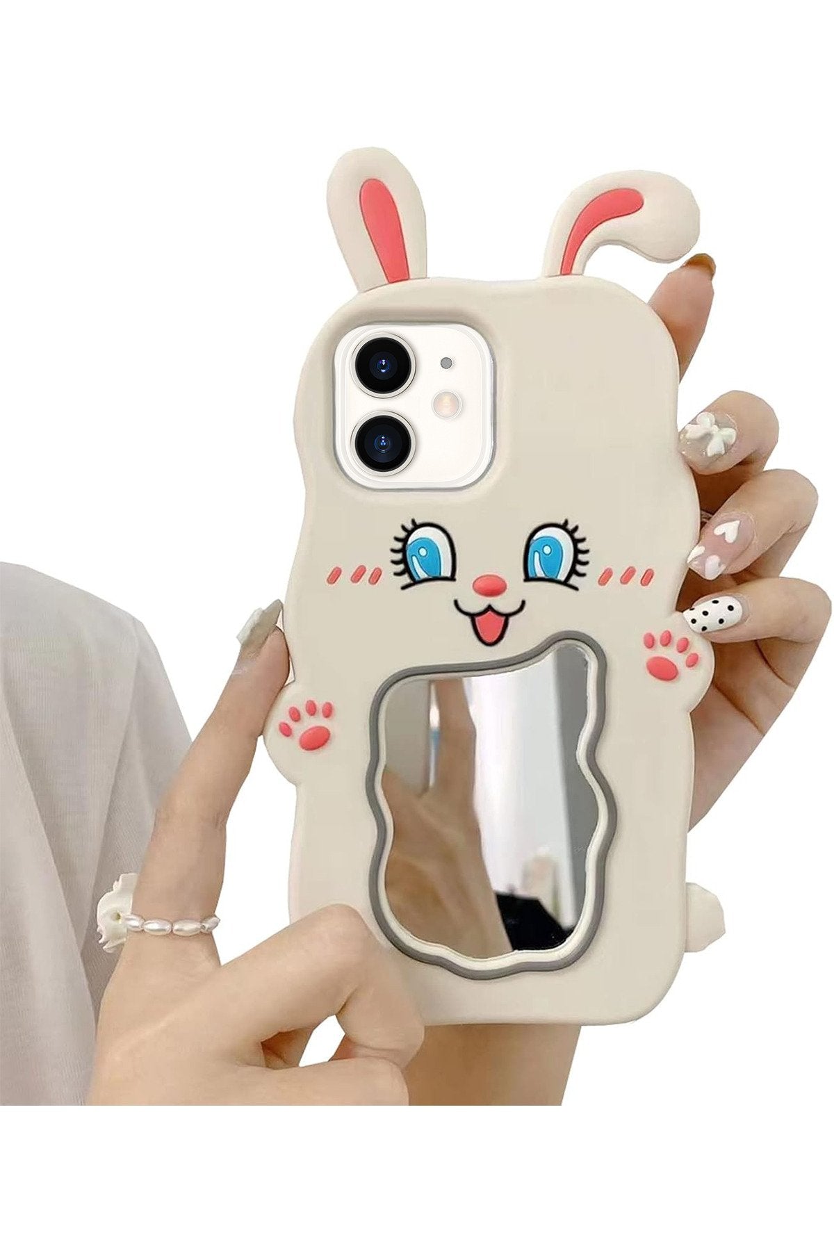 iPhone 11 Uyumlu Makyaj Aynalı ve Stand Özellikli Darbe Koruyucu Tasarım Telefon Kılıfı