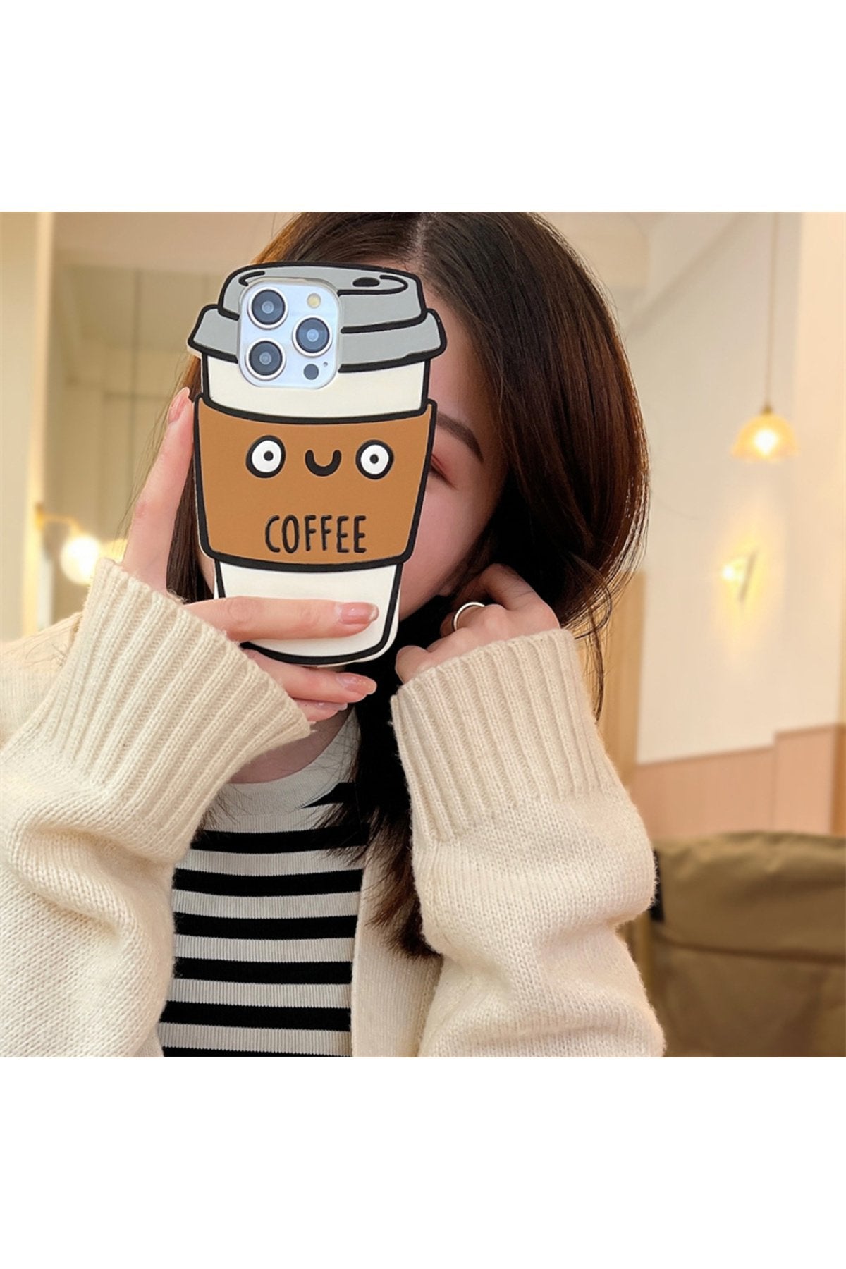 iPhone 14 Pro Uyumlu Kahve Desenli Premium Darbe Koruyucu Coffee Telefon Kılıfı