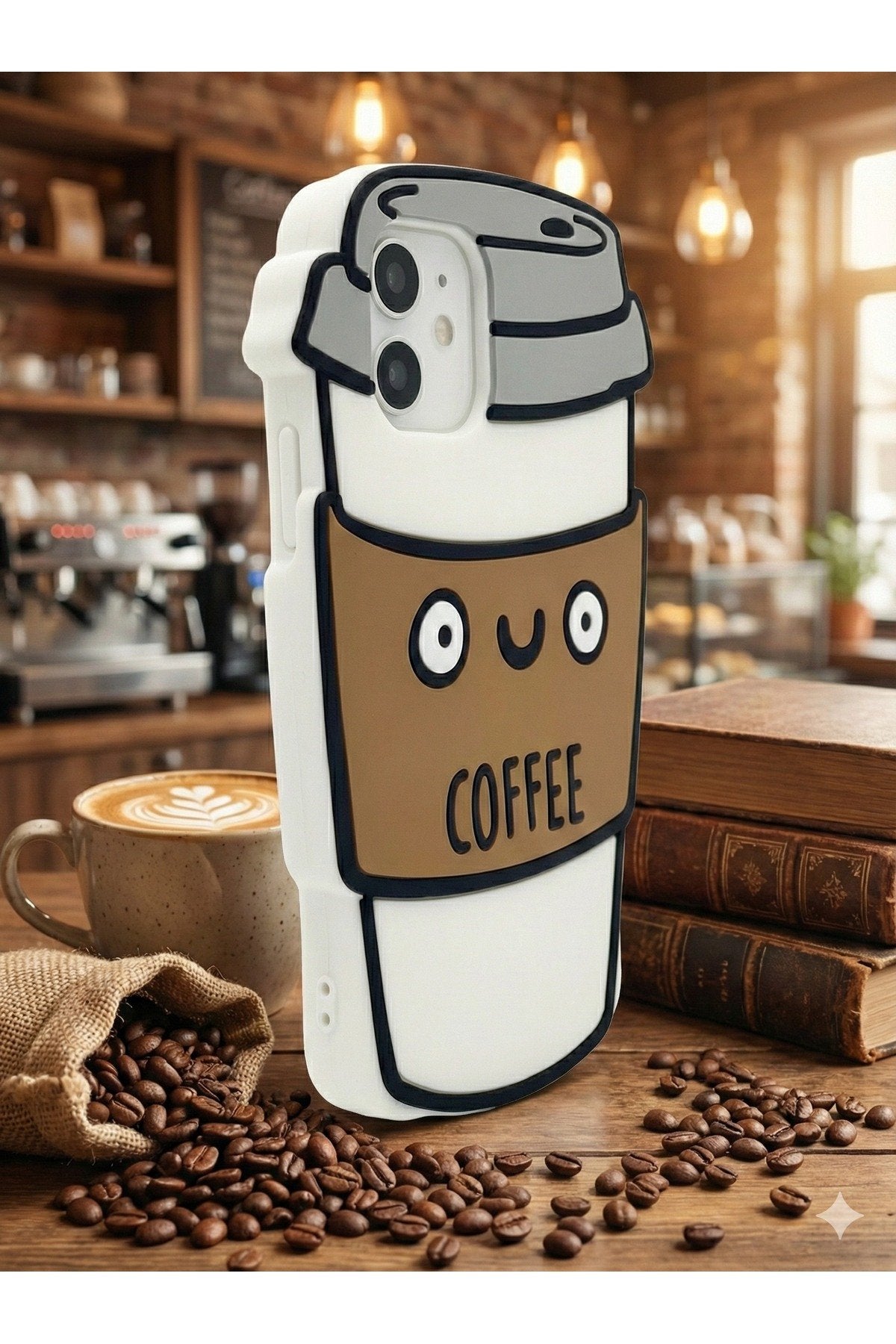 iPhone 12 ve 12 Pro Uyumlu Kahve Desenli Premium Darbe Koruyucu Coffee Telefon Kılıfı