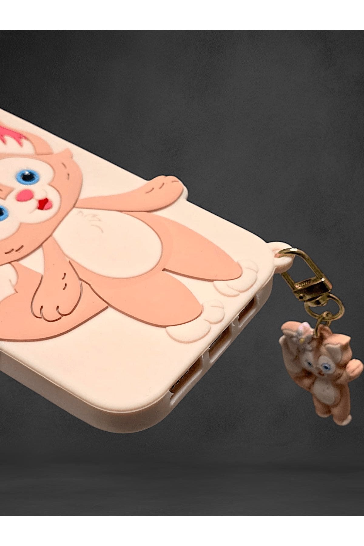 iPhone 15 Uyumlu 3D Sevimli Kedi Karakterli Anahtarlık Hediyeli Telefon Kılıfı