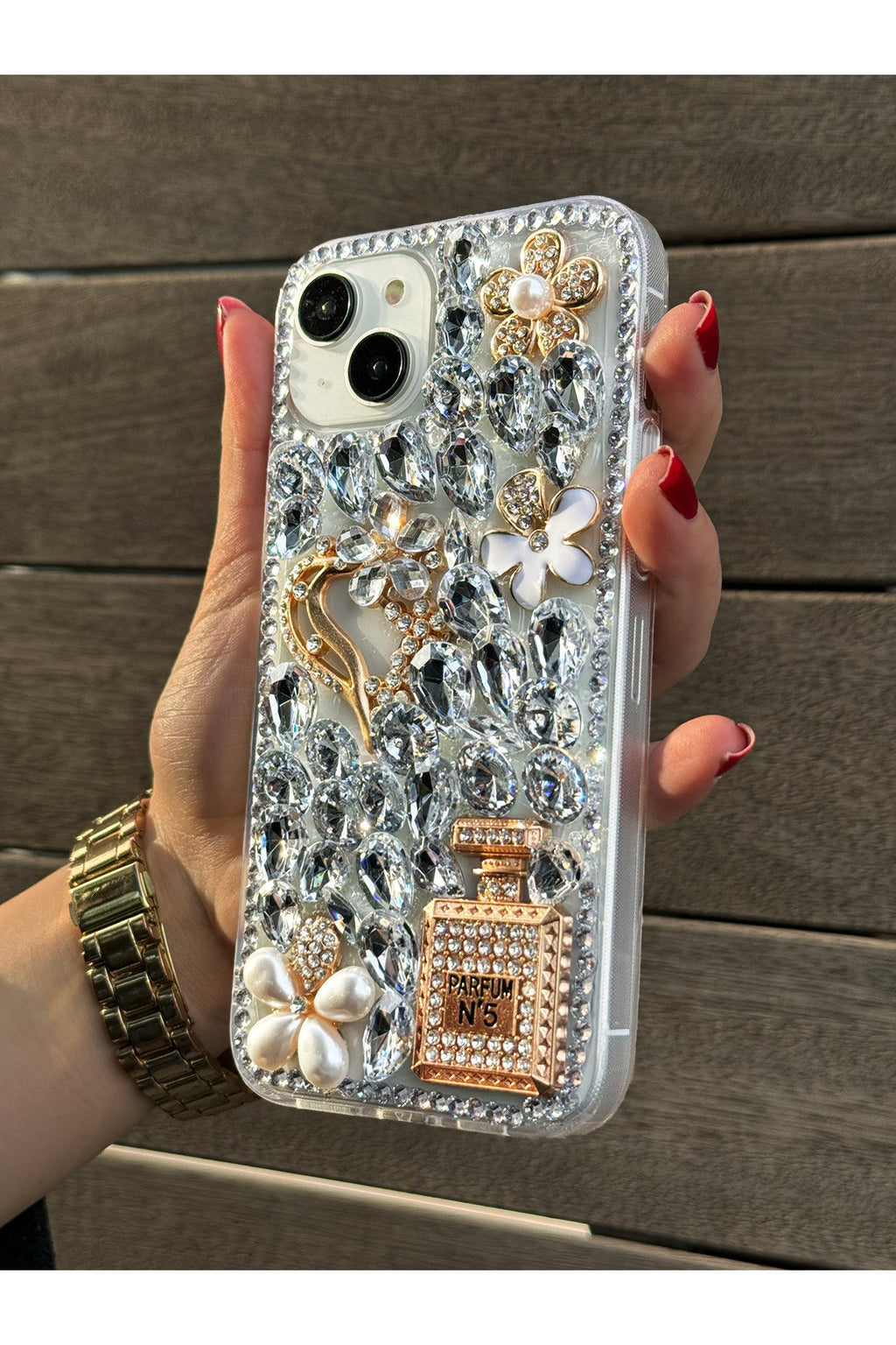 iPhone 14 Plus -15 Plus Uyumlu Kılıf (2 MODEL İLE UYUMLUDUR)Ultra Lüx Damla Taşlı Özel Tasarım Kılıf