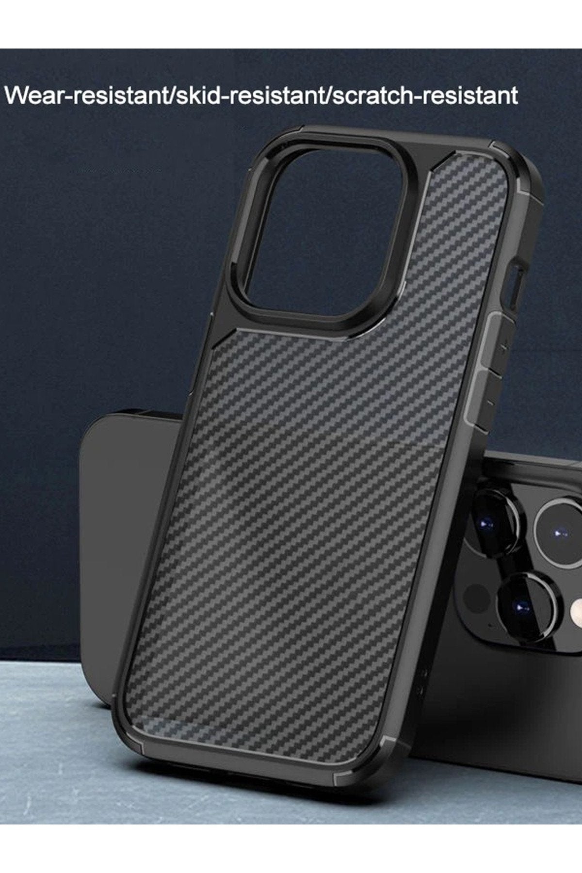 Iphone 13 Pro Max Kılıf Karbon Desenli Darbe Emici Koruyucu Lüx