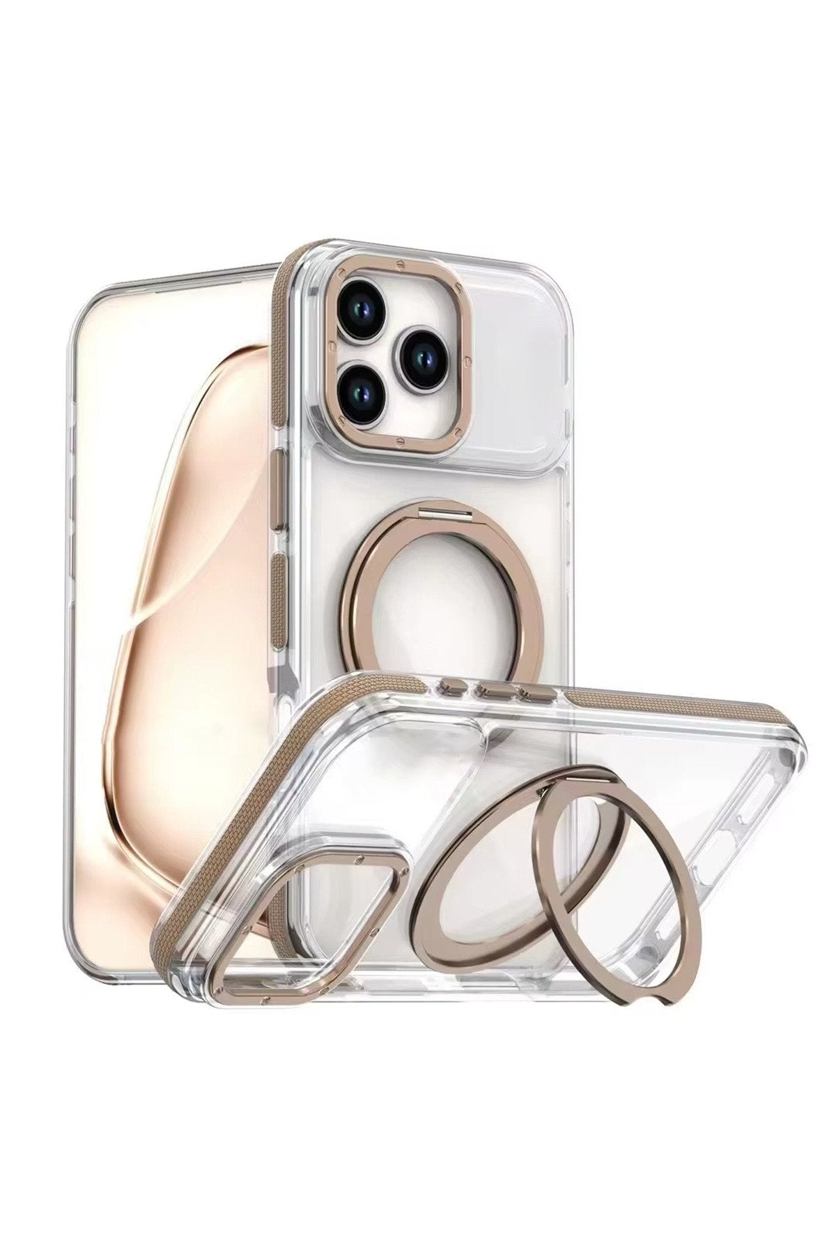 iPhone 16 Pro Max Uyumlu Stant Özellikli Sararmaz Darbe Emici Yan Kenarlı Premium Telefon Kılıfı