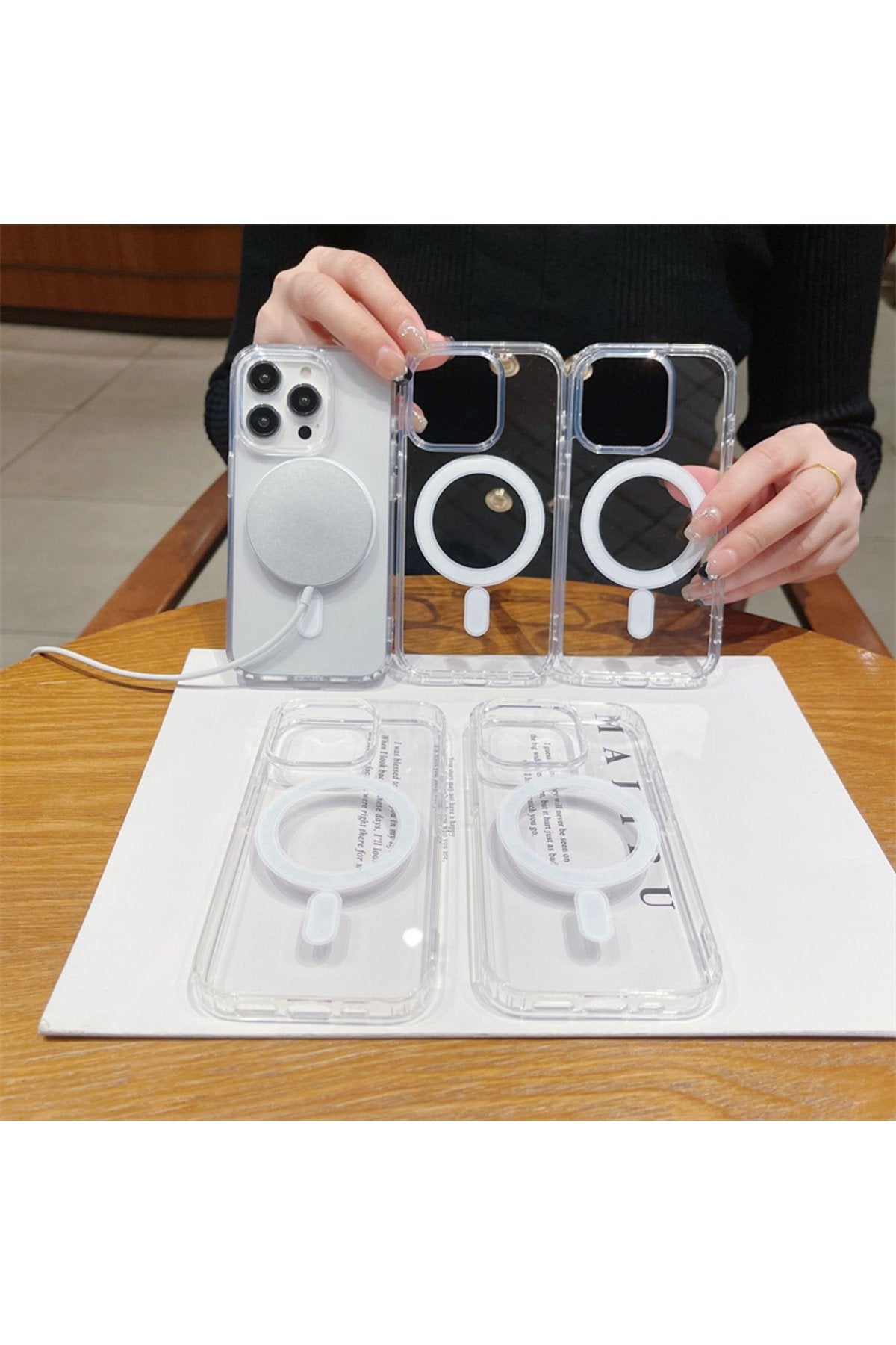 iPhone 13/14 ve 15 Uyumlu Magsafe Kablosuz Şarj Destekli Kutulu Premium Sararmaz Şeffaf Kılıf