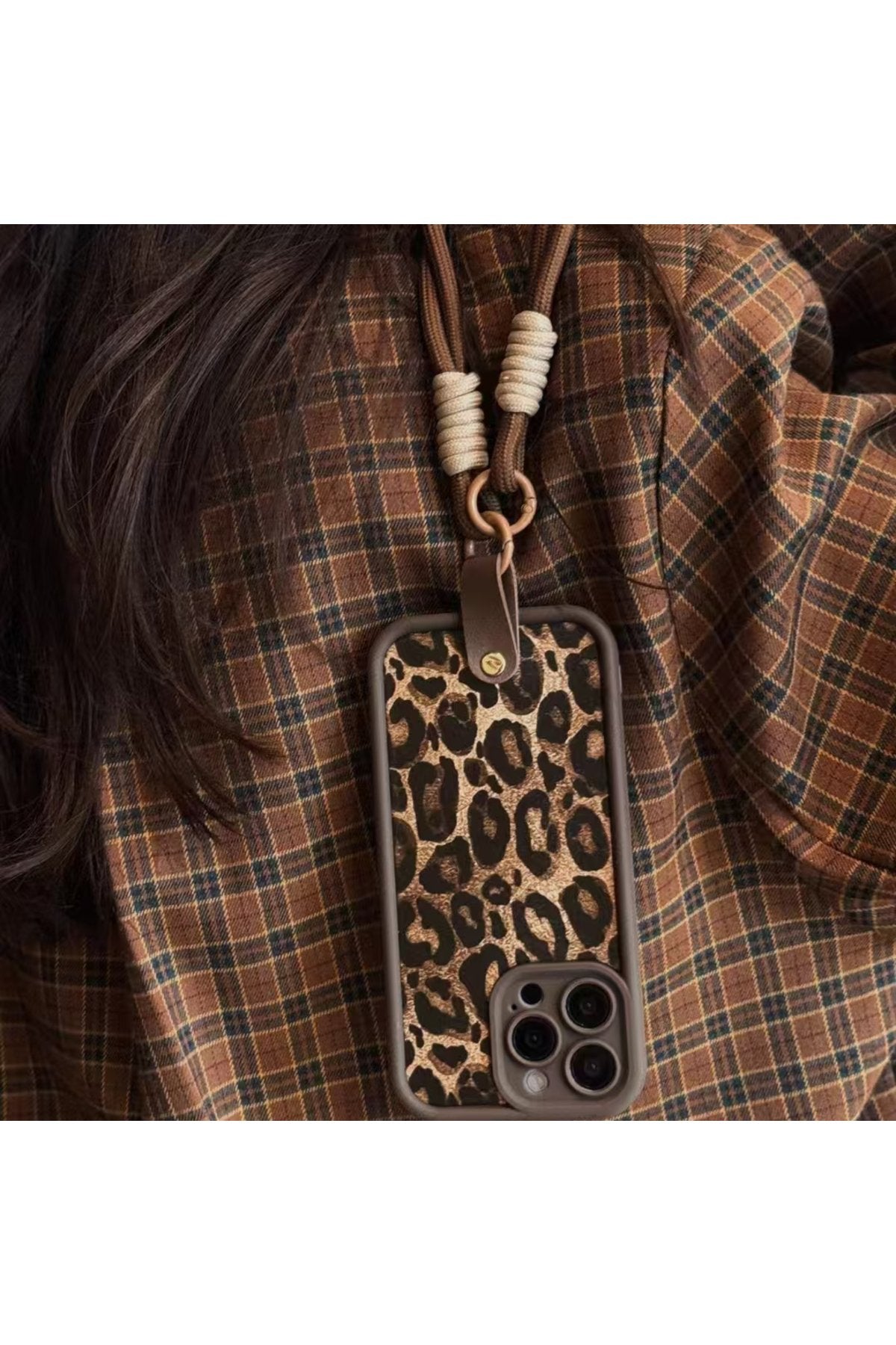 iPhone 13 Uyumlu Leopar Desenli Bileklikli Premium Kamera Korumalı Telefon Kılıfı